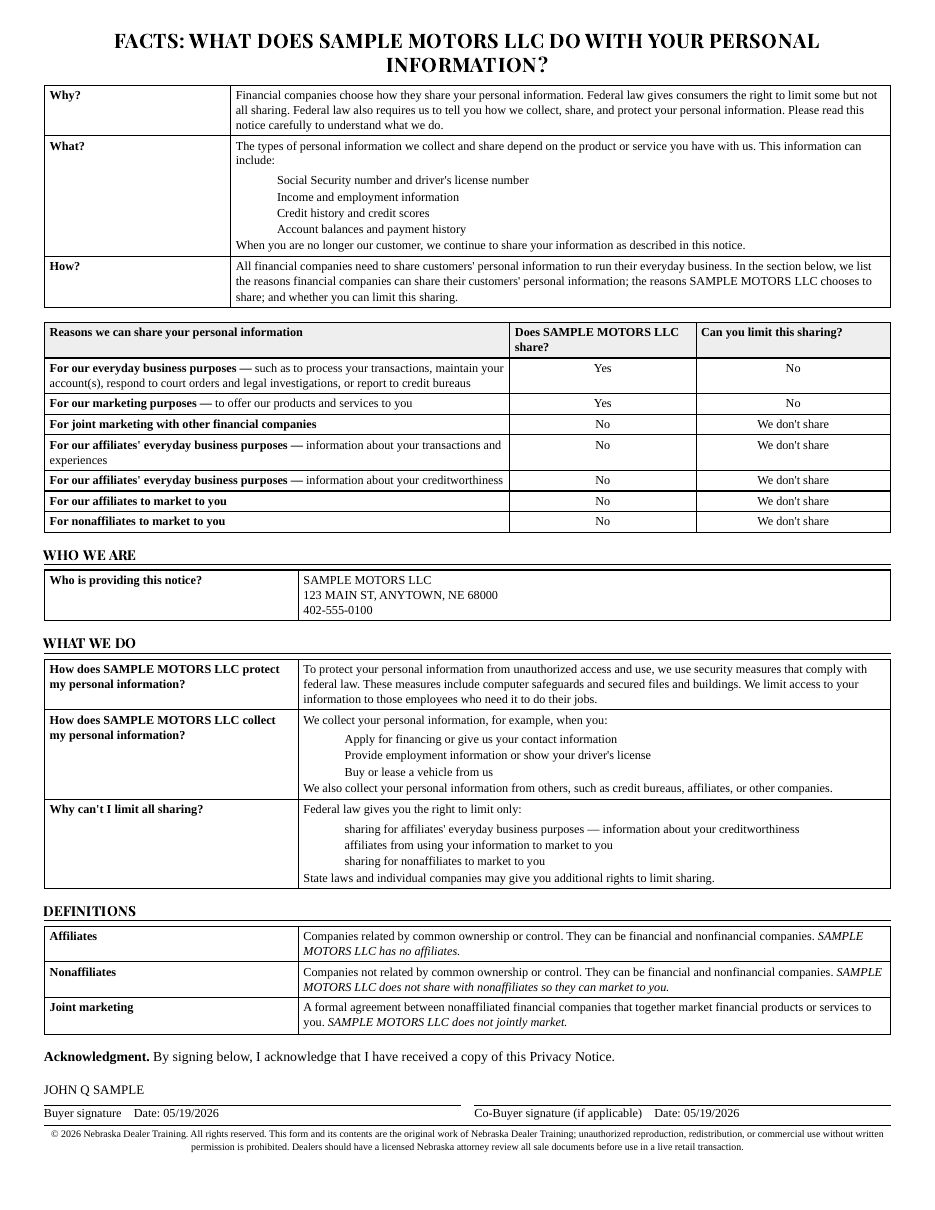 Privacy Notice page 1